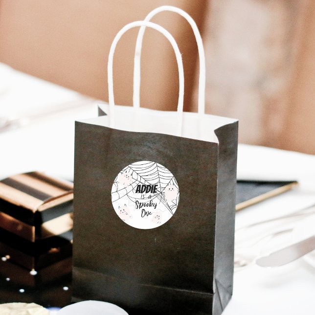 Spooky One | Halloween 1st Birthday | Pink Ghosts Classic Round Sticker (Creator Uploaded)