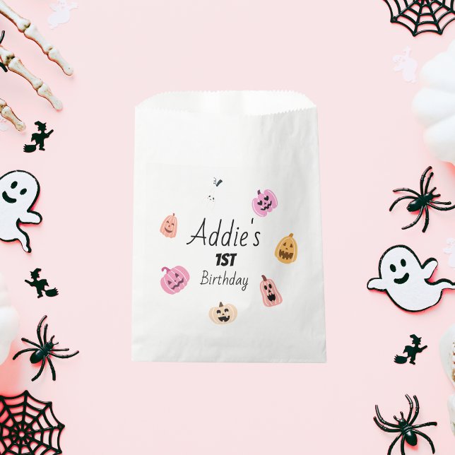 Spooky One | Halloween 1st Birthday | Pink Pumpkin Favour Bag (Creator Uploaded)