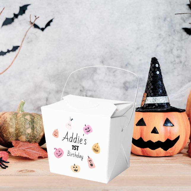 Spooky One | Halloween 1st Birthday | Pink Pumpkin Favour Box (Creator Uploaded)