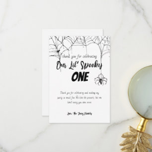 Spooky One   Halloween 1st Birthday   Spooky B+W Thank You Card