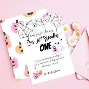 Spooky One   Halloween 1st Birthday   Spooky Pinks Thank You Card