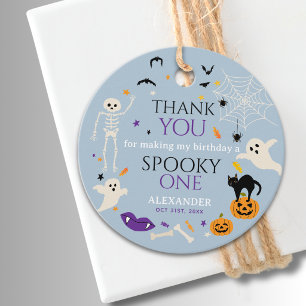 Spooky One Halloween 1st Birthday Thank You Blue Favour Tags