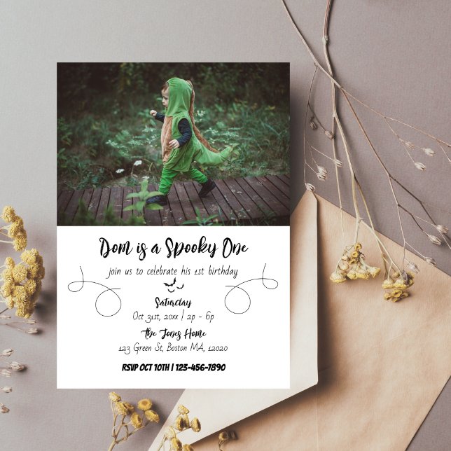Spooky One | Halloween 1st Birthday | WITH PHOTO Invitation (Creator Uploaded)