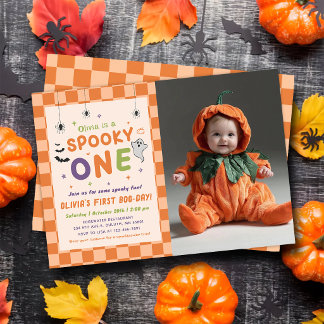 Spooky One Halloween 1st Boo-Day Birthday Photo Invitation
