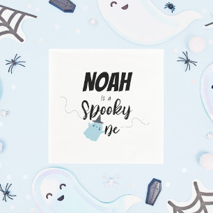 Spooky One   Halloween B-Day Napkin   Minimal Blue