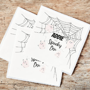 Spooky One Halloween B-Day Napkins Pink Ghosts
