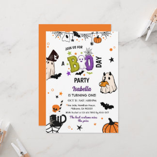 Spooky one Halloween Birthday Ghost Whimsical Invitation