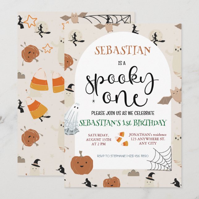 Spooky One Halloween Birthday Invitation (Front/Back)
