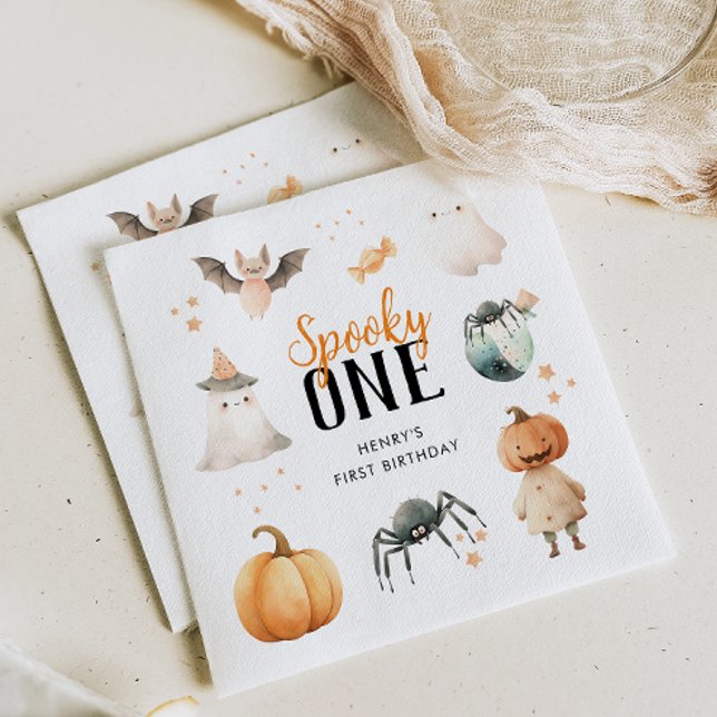 Spooky One Halloween Birthday Napkin (Creator Uploaded)