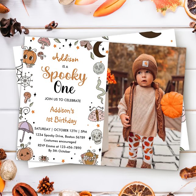Spooky One Halloween Birthday Party Photo Invitation (Creator Uploaded)