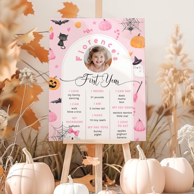 Spooky One Halloween birthday pink photo Milestone Poster (Creator Uploaded)