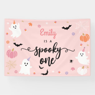 Spooky One Halloween Cute Ghost 1st Birthday Banner