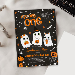 Spooky One Halloween Cute Ghost 1st Birthday  Invitation