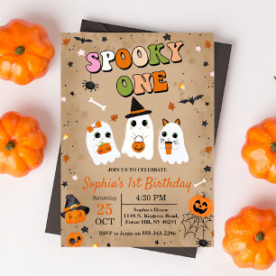 Spooky One Halloween Cute Ghost 1st Birthday  Invitation