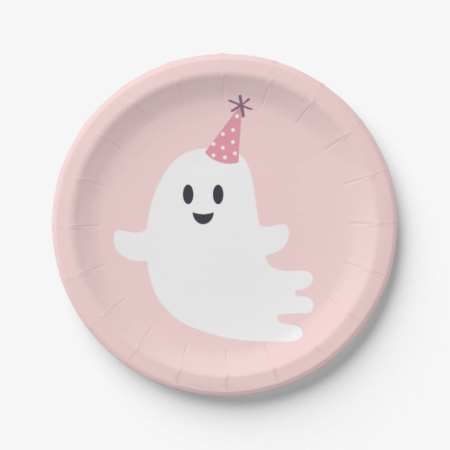 Spooky One Halloween Cute Ghost 1st Birthday  Paper Plate (Front)