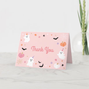 Spooky One Halloween Cute Ghost 1st Birthday Thank You Card