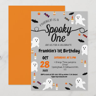 Spooky One Halloween Cute Ghouls Birthday Party Invitation