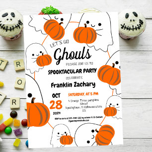 Spooky One  Halloween Cute Ghouls Birthday Party Invitation