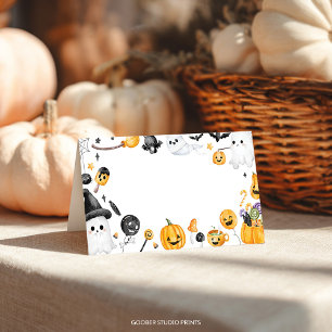Spooky One Halloween Ghost Birthday Food Tent Place Card