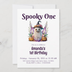 Spooky One Halloween Ghost First Birthday Party Invitation