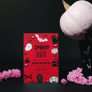 Spooky One Halloween Ghost girl 1st birthday party Invitation