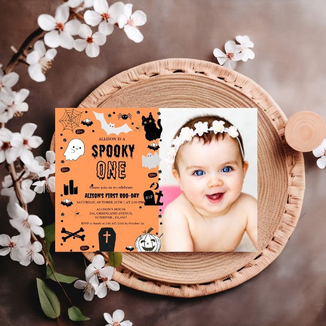 Spooky One Halloween Ghost girl 1st birthday party Invitation (Creator Uploaded)