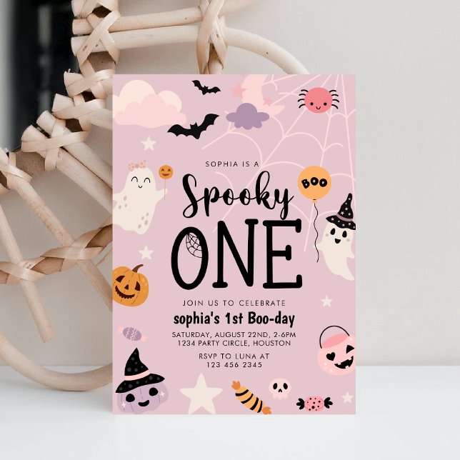 Spooky One Halloween Ghost girl Birthday Invitation (Creator Uploaded)