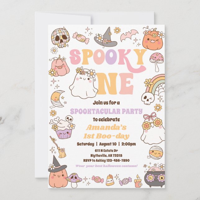 Spooky One Halloween Ghost Invitation (Front)