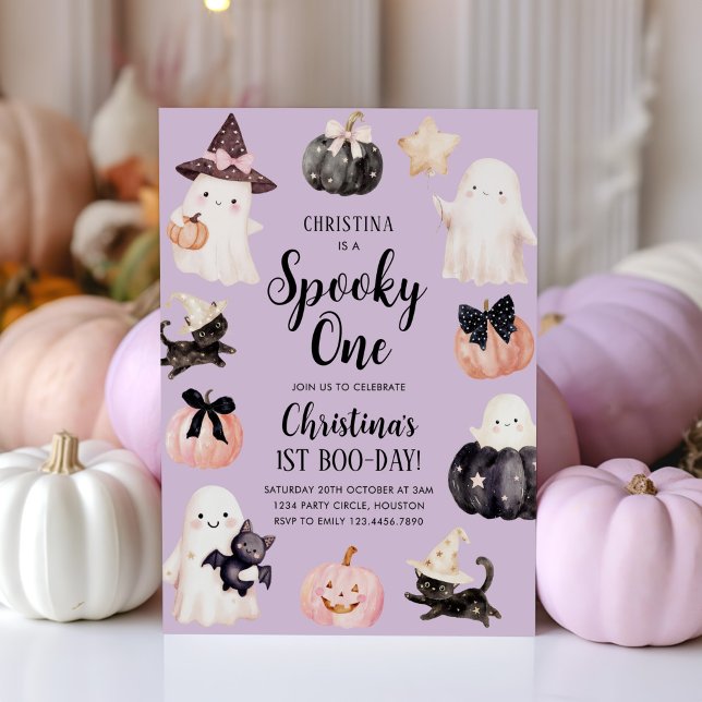 Spooky One Halloween Girl 1st Birthday Party Invitation (Creator Uploaded)