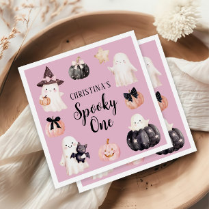 Spooky One Halloween Girl 1st Birthday Party Napkin