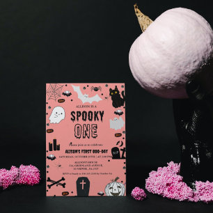 Spooky One Halloween  girl first birthday party Invitation