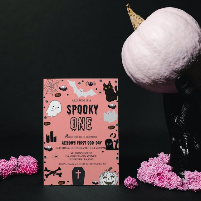 Spooky One Halloween  girl first birthday party Invitation (Creator Uploaded)