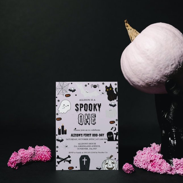 Spooky One Halloween  girl first birthday party Invitation (Creator Uploaded)