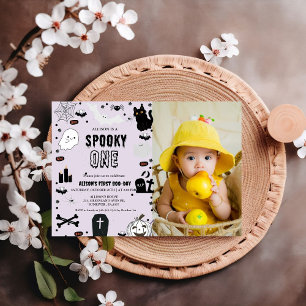 Spooky One Halloween girl first birthday party Invitation