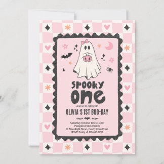 Spooky One Halloween Girl Ghost 1st Birthday Party Invitation