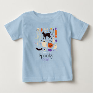 Spooky One Halloween Motifs Blue 1st Birthday Baby T-Shirt