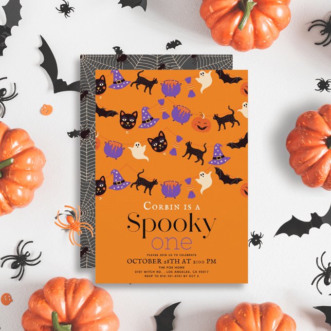 Spooky One Halloween Orange 1st Birthday Invitation (Creator Uploaded)