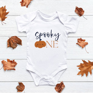 Spooky One Halloween Orange Pumpkin Baby Bodysuit