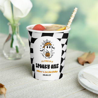Spooky One Halloween Retro 1st Birthday Party Paper Cups