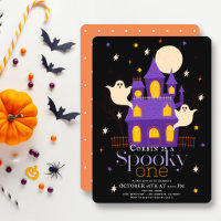 Spooky One Haunted House Ghosts Black 1st Birthday