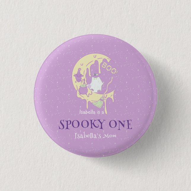 Spooky One Mum Cute Ghost Halloween 1st Birthday 3 Cm Round Badge (Front)