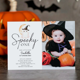 Spooky One Photo Birthday Invitation