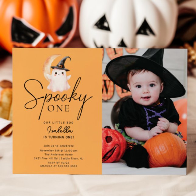 Spooky One Photo Birthday Invitation (Creator Uploaded)