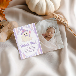 Spooky One Photo Thank You Card Girl 1st