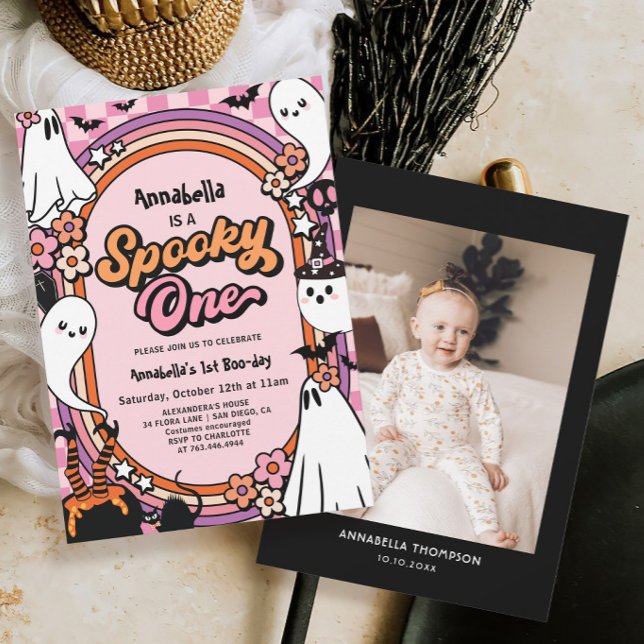 Spooky One Pink Halloween 1st Birthday Party Invitation (Creator Uploaded)