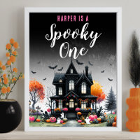 Spooky One Pink Halloween 1st Birthday Party Sign
