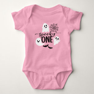 Spooky One Pink Halloween Ghost Baby Bodysuit