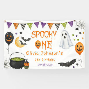 Spooky One Retro 1st Birthday Halloween Party Banner