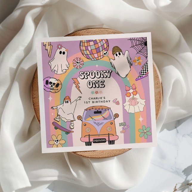 Spooky One Retro Fun 1st Birthday Party Napkin (Creator Uploaded)