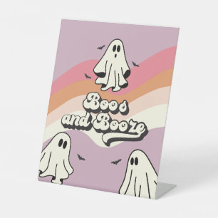Spooky One Retro Ghost Birthday Booze Pedestal Sign